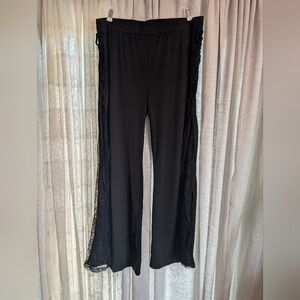 Rosegal Black Lace Panel Wide Leg Pants